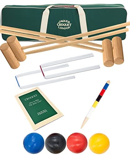 Image of Jaques of London Reigate Croquet Set for 4 Players | Canvas Carry Case with Mallets, Hoops, Balls, Peg & Rules | Traditional Garden Game | Since 1795