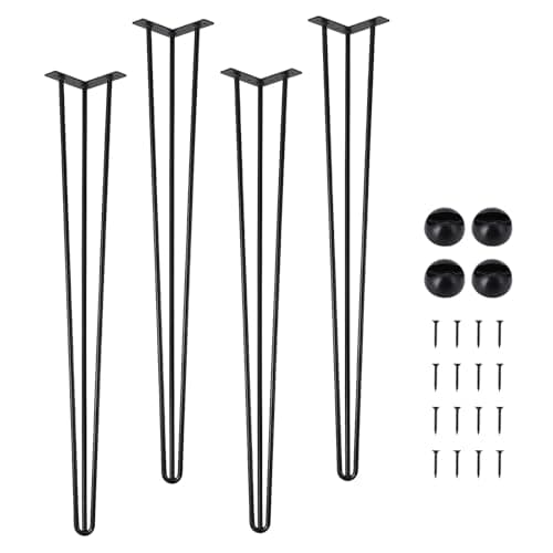 Image of Garvee Heavy Duty Hairpin Table Legs Set of 4, Industrial Metal Desk & Coffee Table Legs Multiple Height Options,Black Steel Furniture Legs with Floor Protectors, Supports 400kg (880lbs)