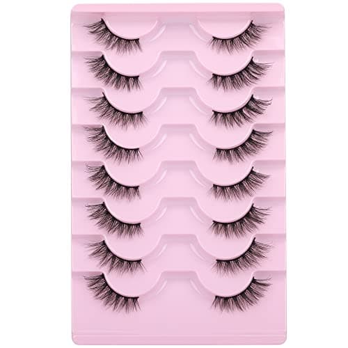 Image of Half Lashes Natural Looking Cat Eye Lashes Accent Eyelashes Multi-layers Wispy Fluffy 3D Curly False Lashes Pack by Mavphnee