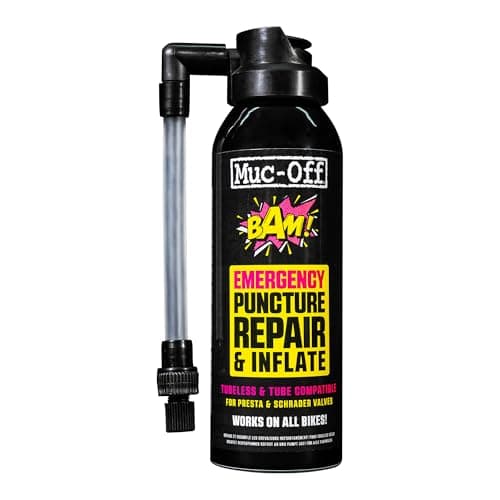 Image of Muc-Off B.A.M! Instant Puncture Repair - Latex Foam Tyre Inflator for Tubeless, Road, MTB, and Gravel Bikes - Inflates and Seals up to 4mm - Presta & Schrader Compatible