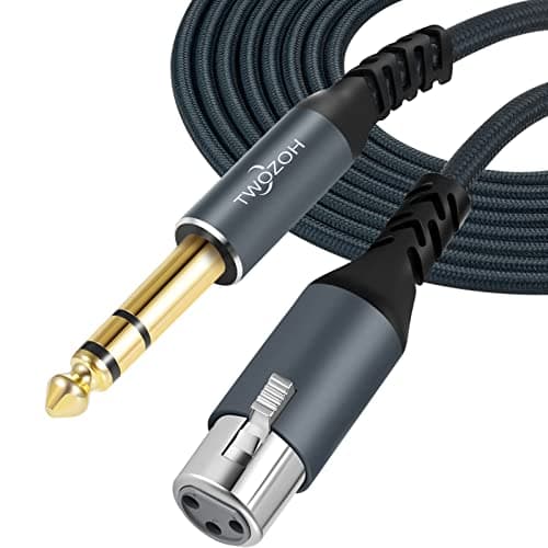 Image of Twozoh XLR Female to 1/4 TRS Cable 2M, Braided 6.35mm Stereo Jack balanced to 3pin XLR Microphone Cable (Professional/HiFi)