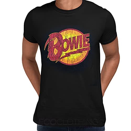 Image of David Bowie Men's Diamond Dogs Vintage Logo Short Sleeve T-Shirt, Black, Small