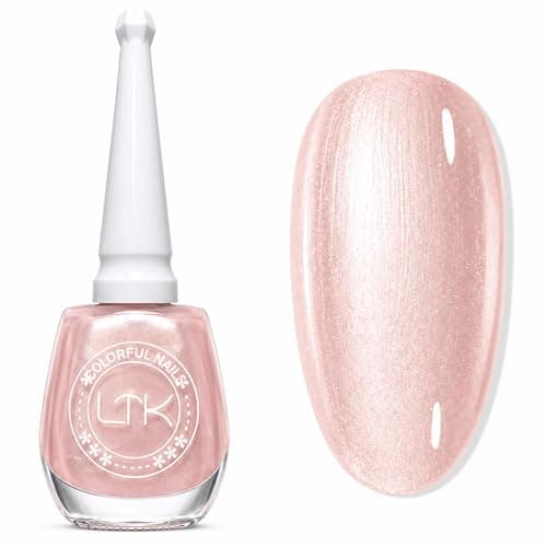 Image of Pearl Nail Polish - Quick Dry Pink Nail Polish, Light Pink Shell Shimmer Nail Varnish, Pearlescent Mermaid Effect Nail Varnish, High Shine Glossy Long Lasting Nail Lacquer for Manicure DIY Home