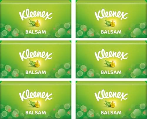 Image of Kleenex Balsam Facial Tissues – 6 Standard Tissue Boxes - Balmcare® with Aloe Vera, Vitamin E and Calendula