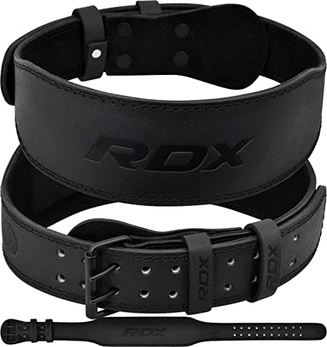 Image of RDX Weight Lifting Belt Gym Fitness, Cowhide Leather, 4” 6” Padded Lumbar Back Support, 10 Adjustable Holes, Weightlifting Powerlifting Bodybuilding Deadlift Squat Workout Strength Training, Men Women