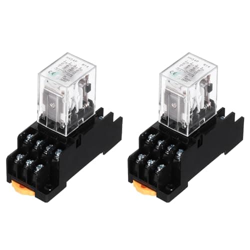 Image of sourcing map 2Pcs DC 24V Electromagnetic Power Relay, 14-Pin 3A Power Coil Relay with LED Indicator and Socket Base DPDT 4NO 4NC - MY4NJ for Industrial, Home Appliances and DIN Rail System