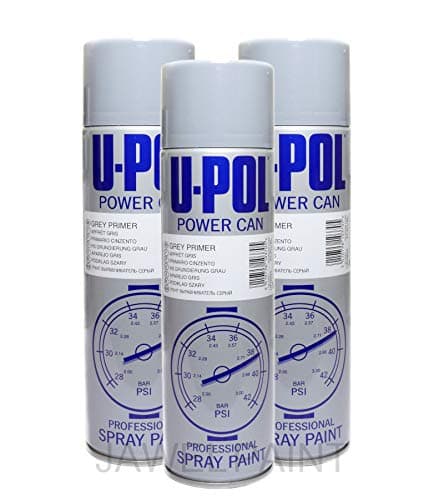 Image of U-POL Car Paint Power Can Grey Primer 3 x 500 ml Aerosols Spray Cans