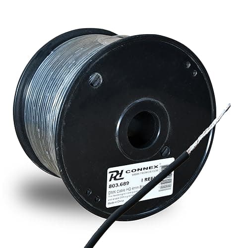 Image of PD Connex RX52 DMX Signal Cable Reel 100m - Professional 4mm Black XLR Lighting Cable Roll for DJ, Disco, Stage Equipment