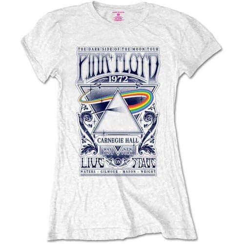 Image of Pink Floyd Ladies T-Shirt Carnegie Hall Poster White