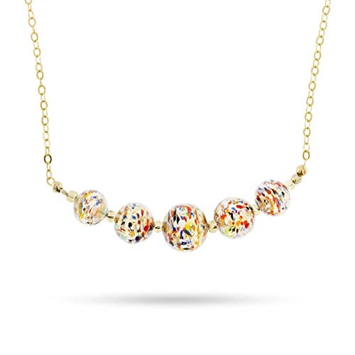 Image of Venetiaurum - Short Necklace With Multicolor Beads In Original Murano Glass And 925 Sterling Silver - Made in Italy Certified Jewel
