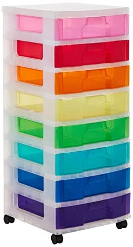 Image of Really Useful Storage Tower Scrapbook 8x9 Litres – Rainbow – 395x420X905 mm
