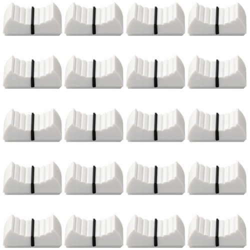 Image of CREATCABIN 20pcs Potentiometer Mixer Fader Cap Flat Button Plastic Audio Console Slider Caps Console Mixer Slider Fader Knobs Flat Replacement Shaft Knobs for Audio (White) 0.94×0.47In