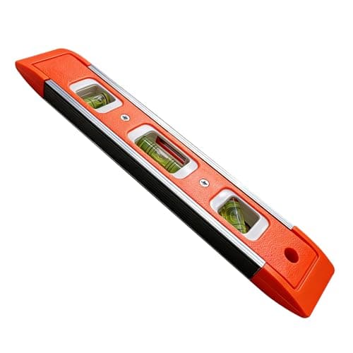 Image of Magnetic Spirit Level 9 Inch, Pocket Sized Precision Level Tool with 3 Bubble Vials 45°/90°/180° – Horizontal & Vertical Measurement for DIY, Construction, and Carpenters (Orange)