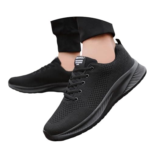 Image of Sneaker Men's Shoes Product Category Men's Sneakers - Sporty Casual Shoes with Modern Pattern Colour Block Design Breathable Mesh Comfortable Fit Flat Sole Lace-up Everyday Shoes, black, 8.5 UK