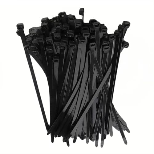 Image of WAISHAT 100 Pack Black Cable Ties, 200mm x 4.8mm, 8" Premium Nylon Zip Ties, Multi-Purpose Plastic Tie Wraps, Self-Locking for Home, Garden, Office & DIY