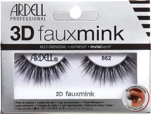 Image of Ardell False Eyelashes 3D Faux Mink 862 Black Multi-Layered Lashes Extreme Curl Soft Ultra-Luxurious Full Volume Long Length Knot-Free Invisiband Vegan-Friendly Cruelty-Free Eyelashes