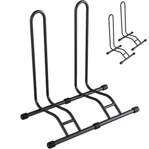 Image of TLGREEN 2 Packs Bicycle Floor Rack Bike Parking Stand, Freestanding Double Bike Storage Rack Indoor & Outdoor, Suitable for Mountain Bike, Road Bike, for Bicycle with Wheel Diameter Max 29 Inches