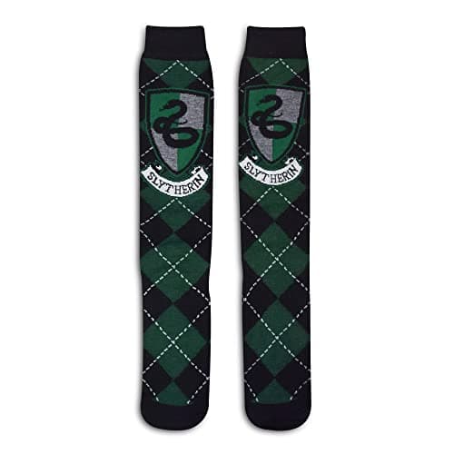 Image of Harry Potter Gryffindor Ravenclaw Slytherin Hufflepuff House Knee High Argyle Knee High Socks, Green, Large