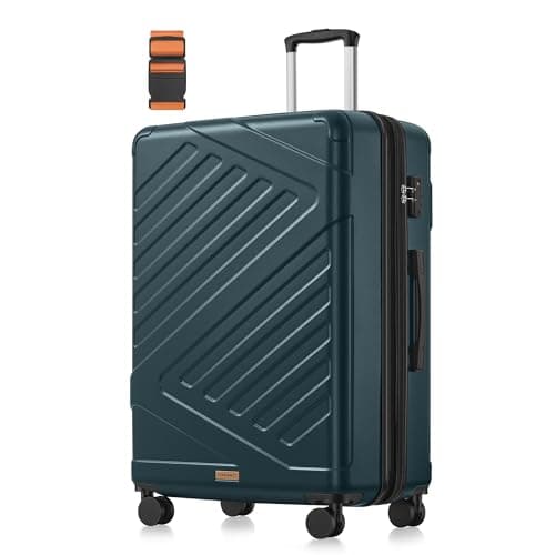 Image of SONGMICS Hard Shell Suitcase, ABS Luggage Trolley with TSA Lock, 4 Double Spinner Wheels, Travel Case with Strap, Large Suitcase 75 cm, Expandable, Slate Teal RLP003C101