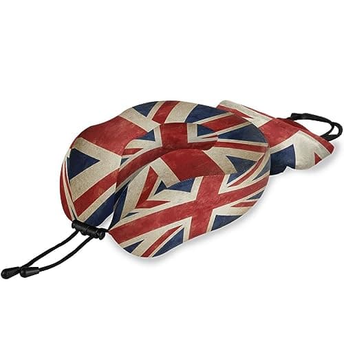 Image of HMZXZ Travel Pillow Vintage England British Uk Flag, Memory Foam Neck Pillow Support Pillow,Soft Neck Pillow for Travel, Airplane, Car