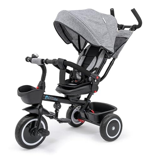 Image of Foryourlittleone Kids Trike V3 Grey Tricycle Baby Push with Parent Handle Bike 9 Months to 5 Years Trike with Parent Handle, Multi-Functional Tricycle