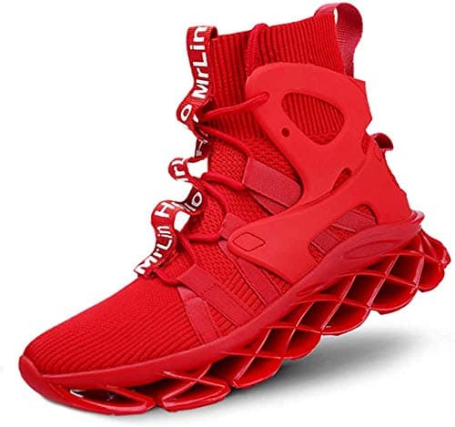Image of Hello MrLin Men's Running Shoes Non Slip Athletic Tennis Walking Blade Type Sneakers Hip Hop Red Size: 5 UK