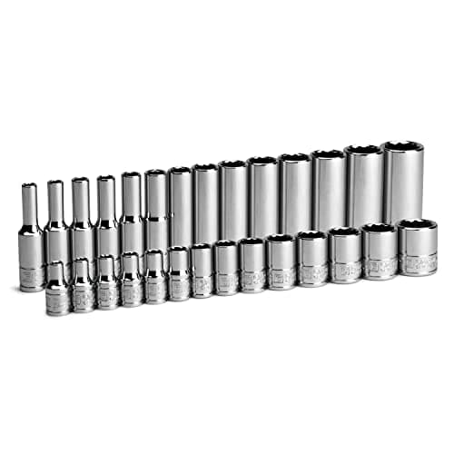 Image of Capri Tools 1/4 in. Drive 12-Point Shallow and Deep Socket Set, Metric, 4 to 15 mm, 28-Piece
