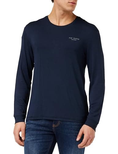 Image of Ted Baker Mens Supersoft Jersey Long Sleeve Top T-Shirt, Navy-nws-002, L UK