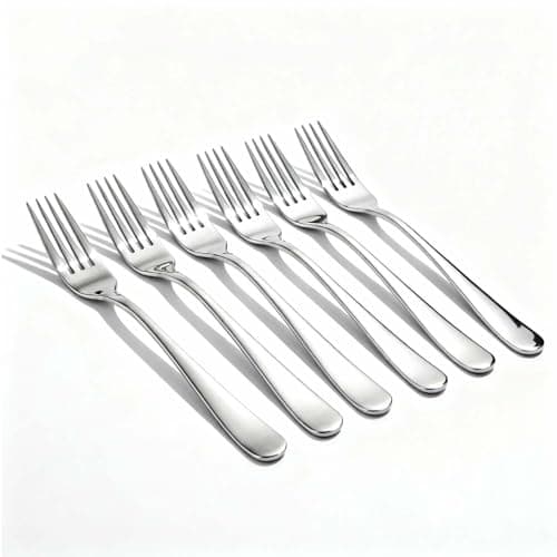 Image of AEX 6X Stainless Steel Dinner Fork Set – Mirror Polished Forks Set of 6 for Casual and Formal Dining