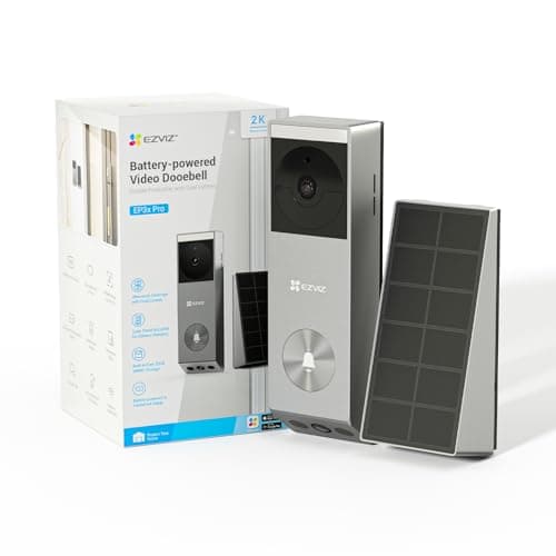 Image of EZVIZ 2K Video Doorbell Camera Wireless, 2.4GHz Wi-Fi, No Subscription, AI Human Package Detection, Colour Night Vision, 5200mAh Battery Capacity with Solar Panel, IP65 Waterproof (EP3X Pro)