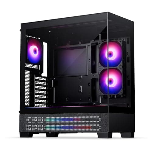 Image of Phanteks XT View Matrix Mid-Tower ATX Gaming PC Case, 600-LED Matrix Display, Tempered Glass Front & Side Panels, USB-C 3.2 Gen2, 3X D-RGB Fans Included, Rear-Connector Ready (Charcoal Black)