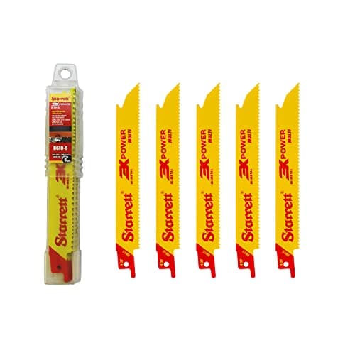 Image of Starrett Multi Purpose Reciprocating Saw Blade - 5 Pieces B610-5 Bi-Metal 150 mm/6" Inch 10TPI Unified Shank - Compatible with Bosch Dewalt Makita & Many Others