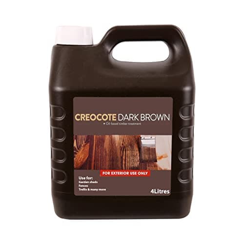 Image of Creocote Dark Brown Wood Preserver in 4L Garden Wood Treatment Outdoor - Creosote Substitute Dark Brown Ready to use for Fence Stain, Wood Lacquer, Post, Shed, Timber (4L (Pack of 1))