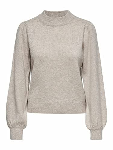 Image of JDY Women's Sweater Knit Crewneck Long Sleeve Stylish Top Regular Fit, Colours:Beige, Size:XS
