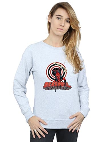 Image of Marvel Women's Deadpool Upside Down Sweatshirt Heather Grey Large