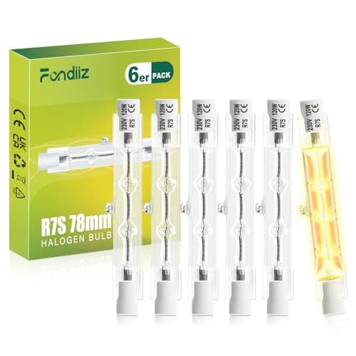 Image of Fondiiz 6 Pack R7s Halogen Bulb 78mm, 120W 2000LM R7s Linear Halogen Bulb Dimmable, 2800K Warm White J78 Security Light Bulbs Lamp for Floodlight Outdoor