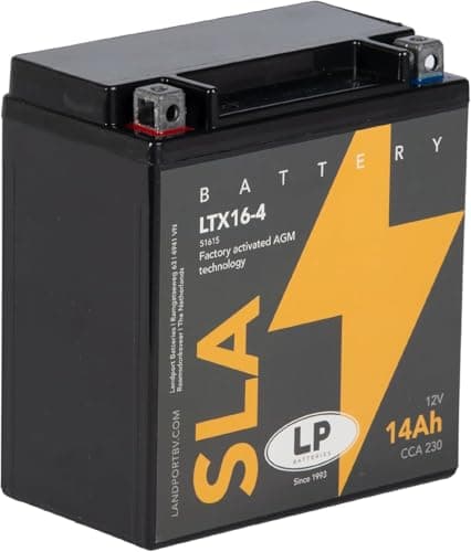 Image of Landport SLA Ready To Use Starter Battery 12 Volt, 14 Ah/10hr, 230 CCA, AGM Technology-Ideal For Motorcycles & Powersport Vehicles Fits Kawasaki VN 1500 Mean Streak (VNT50P) 2001-2003 MS LTX16-4