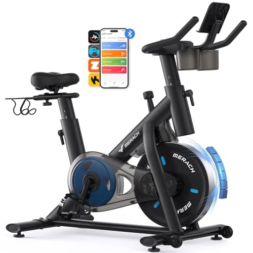 Image of MERACH Exercise Bike with LED Display, Stationary Bike with Exclusive App for Customized Exercise Plans, Quiet Indoor Cycling Bike Exercise Equipment for Home Gym Use, 300lbs Weight Capacity