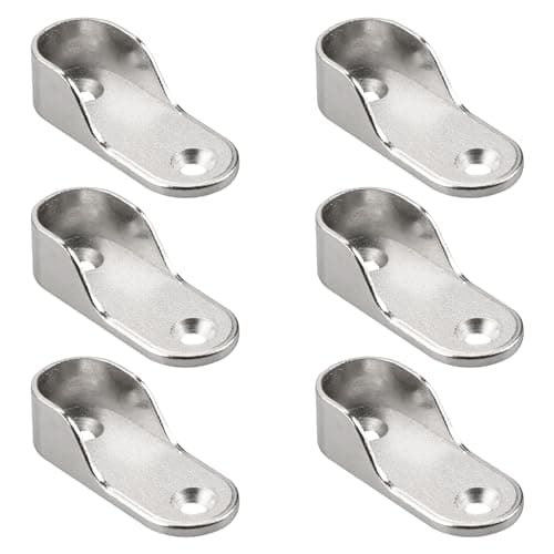 Image of Tabanzhe Oval Chrome Wardrobe Hanging Sockets - Pack of 6 Stainless Steel Rod End Supports with Round Brackets for Closet Rods (Oval Clothes Rails, Hanger Rails, Wardrobe Accessories)