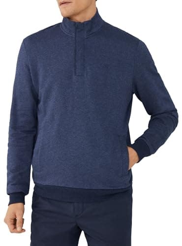 Image of Hackett London Men's Twill Jacq HZ Sweatshirt, Blue (Navy), XXL