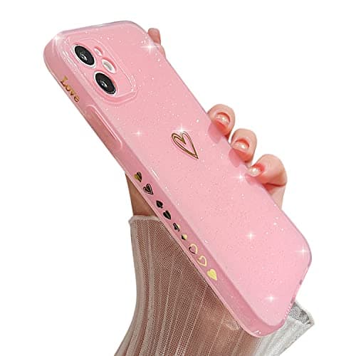 Image of ZTUOK Compatible with iPhone 11 Case for Girls Women,Love Heart Pattern Design Soft TPU Shockproof Protective Case Bling Sparkly Glitter Cover for iPhone 11-Pink