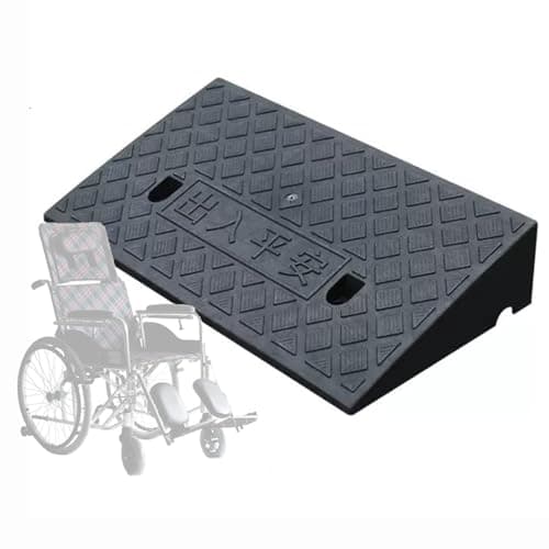 Image of 1" 2" 3" 4" 5" 6" 7" 8" Rise Threshold Ramp For Wheelchair Mobility, Heavy Duty Driveway Curb Ramps High Load, Non-Slip Kerb Ramps For Walker/Cart/Scooter(Black,49x22x5cm)