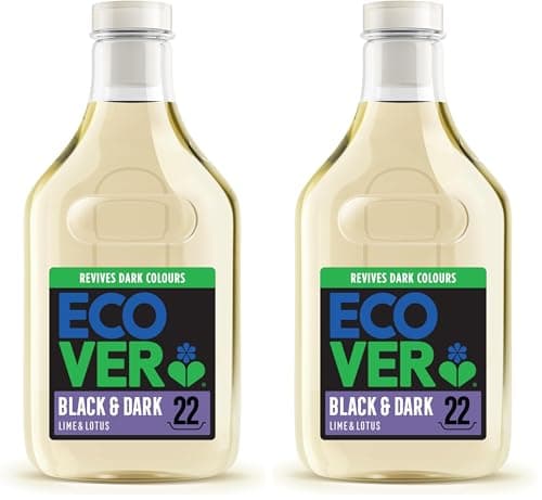 Image of Ecover Delicate Bio Laundry Detergent, Black And Dark Laundry Washing Liquid, Fresh Lime & Lotus, Pack of 2, 22 Washes, 1L