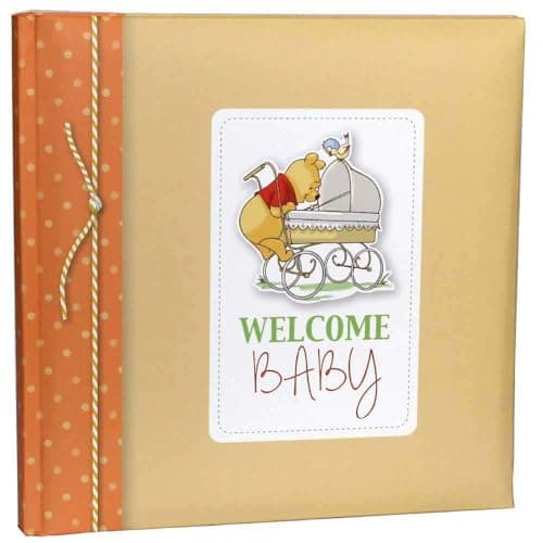 Image of Traditional Disney Winnie the Pooh Children's Baby Photo Album, 60 White Pages, Plus 1 Box of 500 Double-Sided Adhesive Tabs