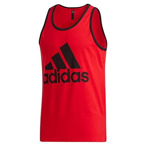 Image of adidas Men's Badge of Sport Classic Tank, Scarlet/Black, Large