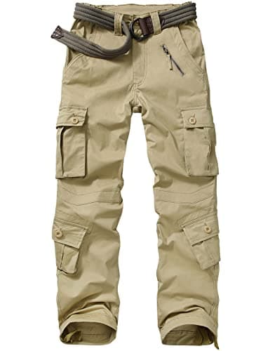 Image of Jessie Kidden Women's Combat Cargo Trousers Camo Camouflage Army Military Tactical Work Pants #2083-Khaki-34(14)