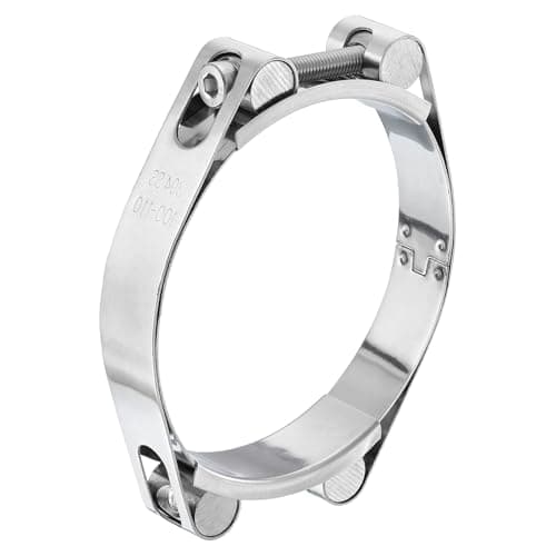 Image of sourcing map T-Bolt Hose Clamp, 304 Stainless Steel Intake Soft Hose, Clamp Range 100-110mm for 4.33" Hose ID, T-Clamps for Automotive, Intercooler, Radiator, Silver
