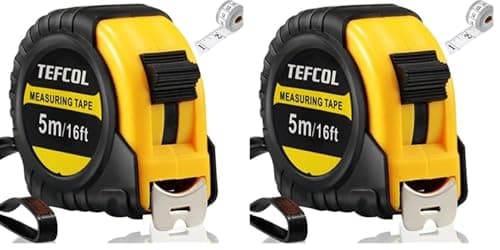 Image of TEFCOL Retractable Tape Measure 5m 16Ft, Heavy Duty Nylon Coated Measuring Tape, Imperial and Metric Measurement with Metal Belt Clip (Black Yellow) (Pack of 2)
