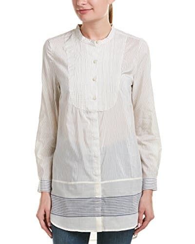 Image of French Connection Women's Hasan Flex Stripe Regular Fit Striped 3/4 Sleeve Blouse, Off-White (Cream Stripe Mix), 6 (Manufacturer Size:X-Small)