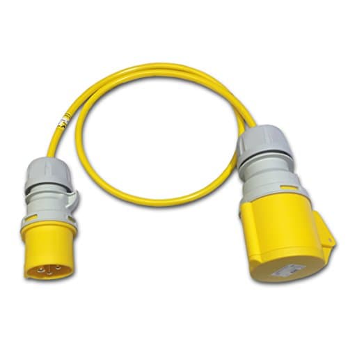Image of 110V Adapter 16a Plug to 32a Coupler Socket 1 Meter Lead Yellow Cable